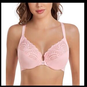 DOTVOL Racerback Pink 34DDD Underwire Lace Bra Front Clasp